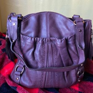 B. Makowsky Tribeca purple bucket purse